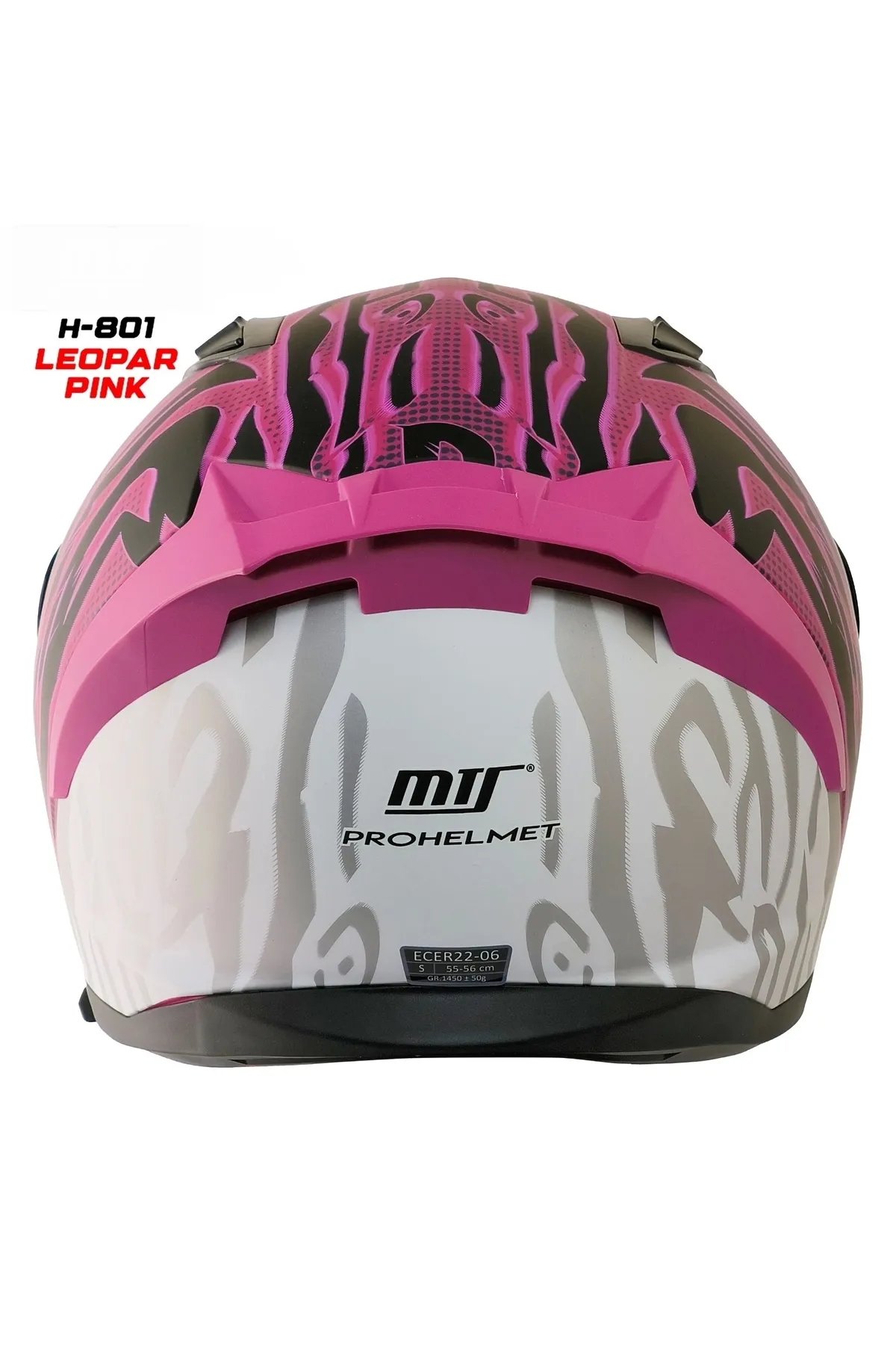 MTS M-201 LEOPAR PINK GÜNEŞ VİZÖRLÜ KASK (SİYAH CAMLI)