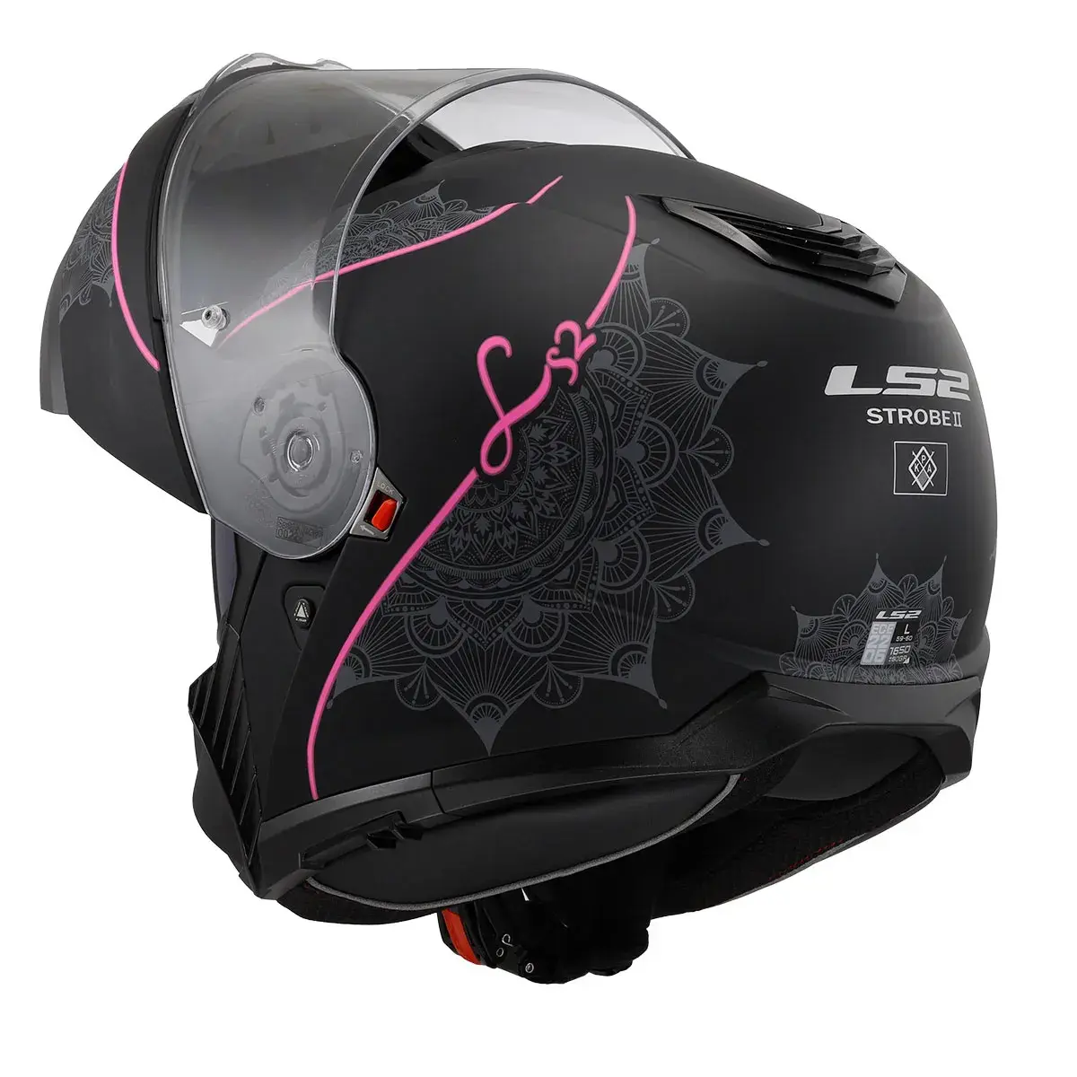 LS2 STROBE 2 LUX MAT SİYAH-PEMBE KASK
