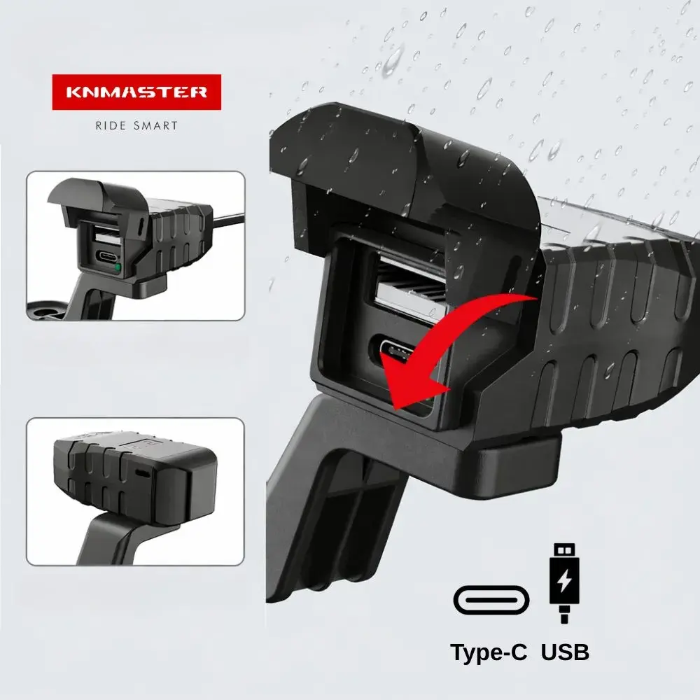 KNMASTER UC200 MOTOSİKLET USB VE TYPE-C ÇİFT GİRİŞLİ ŞARJ SOKETİ